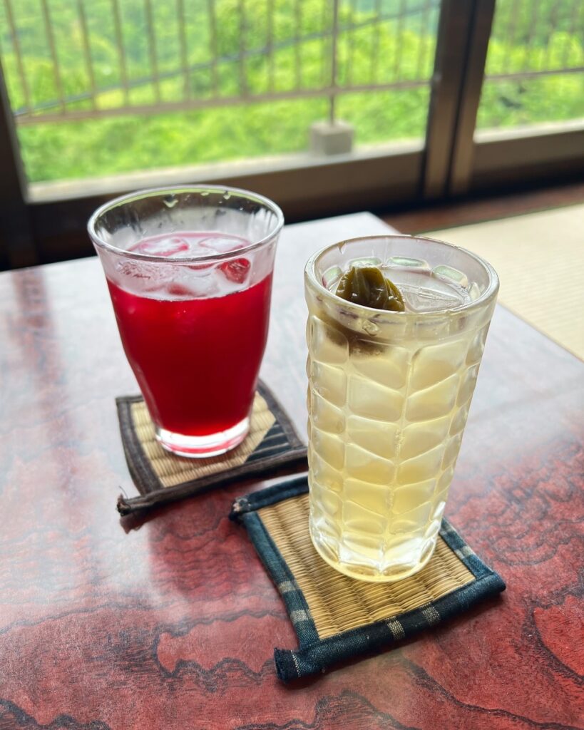 Beating the Japanese summer heat with shiso juice and other time-tested tips 4 Refreshing summer drinks in Japan: a glass of ume juice on the right and shiso juice on the left.